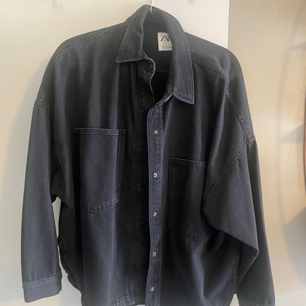 Zara Black Denim Shirt/Shacket